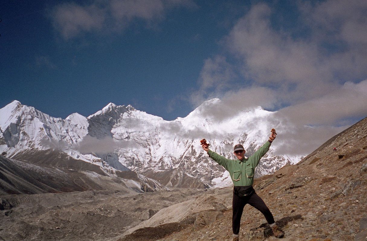 17 A Happy Jerome Ryan With Lhotse East Face And Everest Kangshung East Face Behind From Kama Valley In Tibet